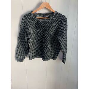GAP black and gray long sleeve knit wool sweater, crew neck, pullover Petite Med